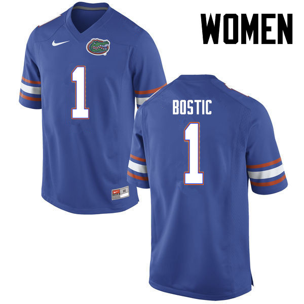 Women Florida Gators #1 Jonathan Bostic College Football Jerseys-Blue - Click Image to Close
